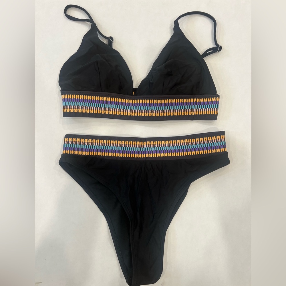 Black Bikini with Multicolor Trim size medium